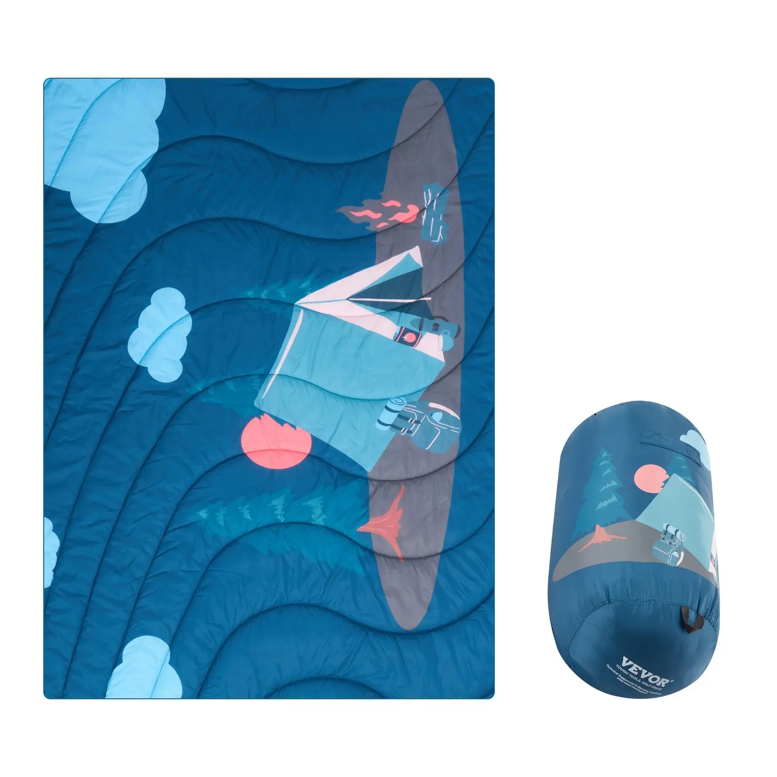 【Summerfinds】VEVOR Unisex Standard Large Wearable Polyester Travel Blanket, 75"x52" Printed, Waterproof Windproof Flame Retardant, Ideal for Hiking, Camping