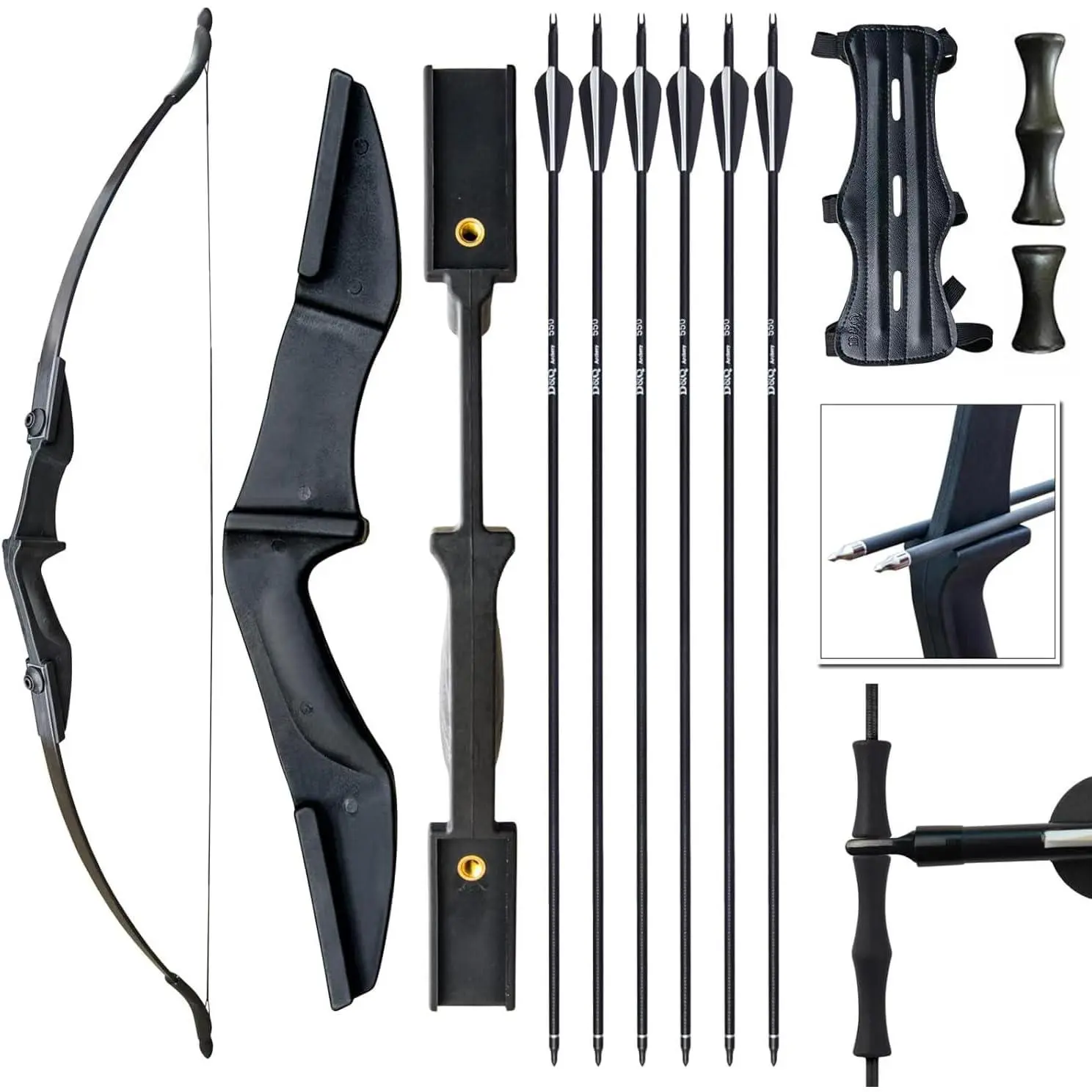 Archery Bow Set for Adult, Recurve Bow and Arrow Set for Adult Beginner Youth Teenager, Left and Right Handed Takedown Bow Set 20LB 30LB 40LB, arco y flecha kit with 6 Arrows