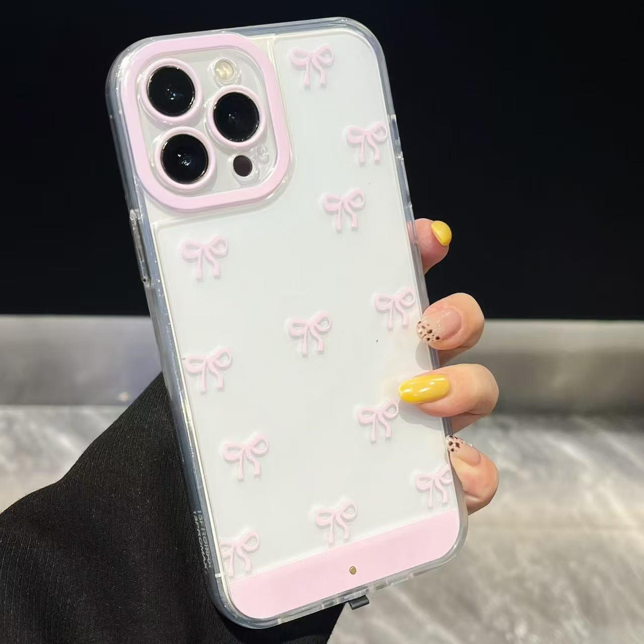Butterfly Bow Design Phone Case for iPhone 17 & 16 Sound-Activated Call Notification Pink White Influencer Favorite Charming Design