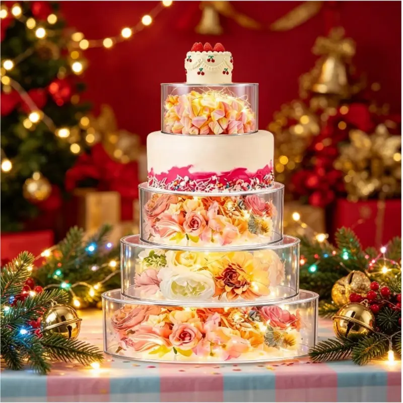Transparent Acrylic Cake Stand, Cupcake Stands, Holds Round and Layered Cakes, Ideal for Weddings and Birthdays, Elegant Display for Gatherings