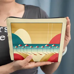 cosmetic bag 1pc, Seaside Scenery with Sunshine, Zipper closure, unisex, travel/daily storage bag, lightweight and machine washable, stylish toiletry bag, perfect for Valentine's Day, New Year's, or birthday gifts.