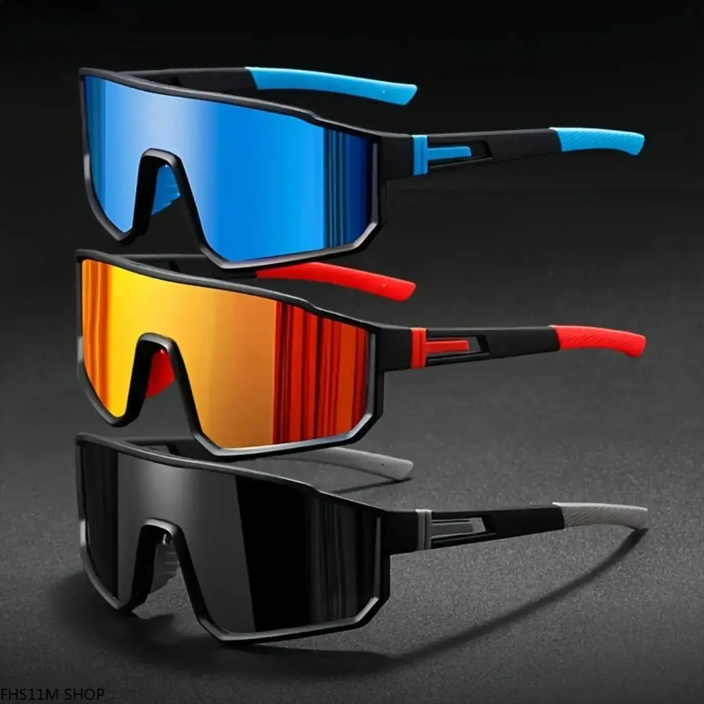 3 Pack Biker Sunglasses for Men & Women, Polycarbonate Frames with Mirror PC Lenses, Secure Fit for Cycling, Road Trips & Casual Wear, Bikes, One Size