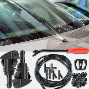 Windshield Washer Hose Kit 22 count Set, 4M Washer Fluid Hose, 6 count Hose Connectors, 2 Fan Nozzles, Connect  Water Pump and Nozzles Suitable for   Windshield Fluid Tubing (Rrd Tool)