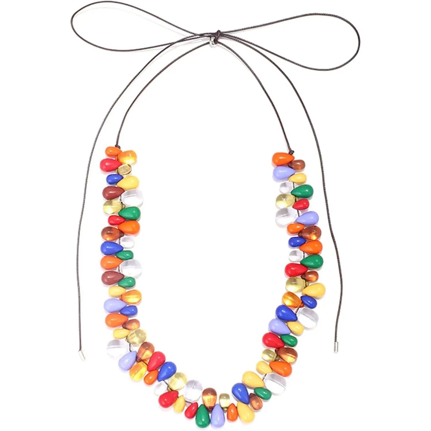 HETICA Colorful Resin Beaded Boho Necklace for Women | Adjustable Tie Necklace, For Beach, Vacation, Party, Birthday Gifts