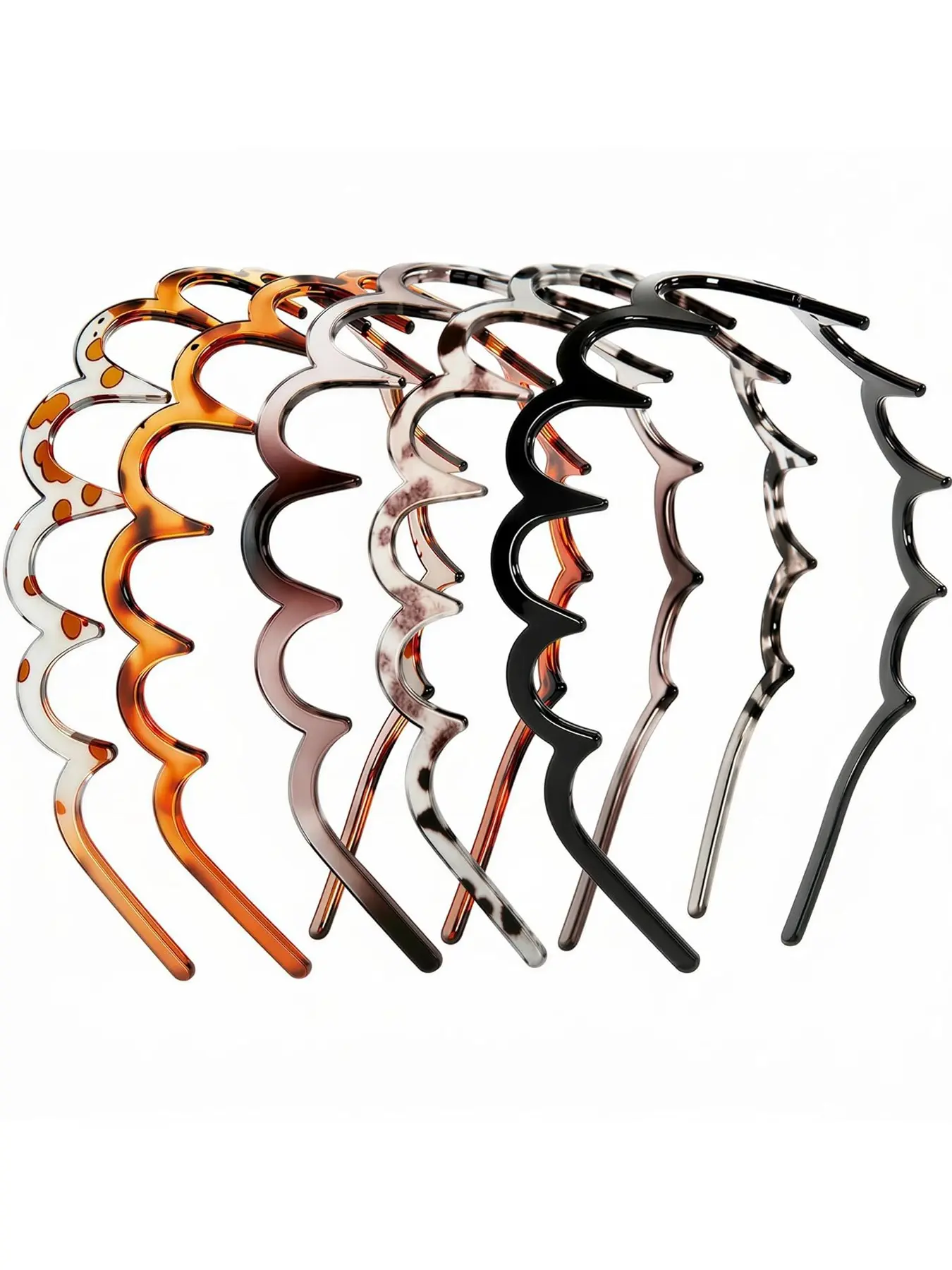 5 Pcs Zig Zag Headbands for Women, Non Slip Plastic Wavy Headband with Teeth, Flexible Comb Hair Bands, Elastic Fashion Headbands, Retro 90s Y2K Hair Accessories Set, Stretchy Headbands, Zigzag Headband