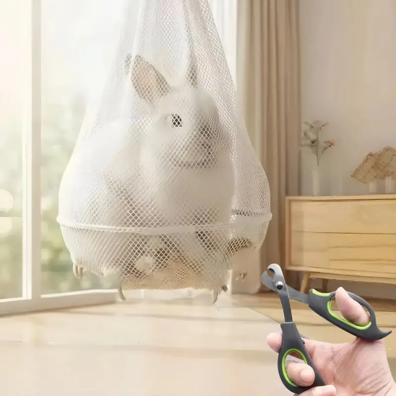 Rabbit Nail Trimming Mesh Bag with Drawstring Closure, Anti-Scratch & Bite Proof, Protective Cover for Small Pets, Grooming Tool for Rabbits