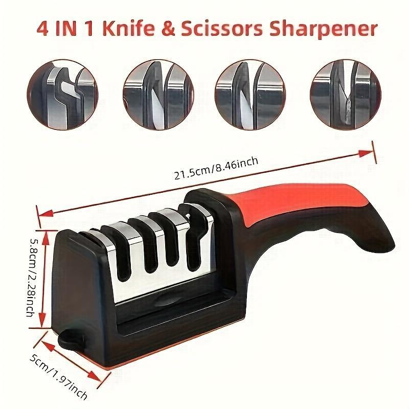Stainless Steel Knife Sharpener, 1 Count Multifunctional 3/4-stage Knife Sharpening Tool, Household Kitchen Knife Sharpener, Kitchen Accessories, Kitchenware