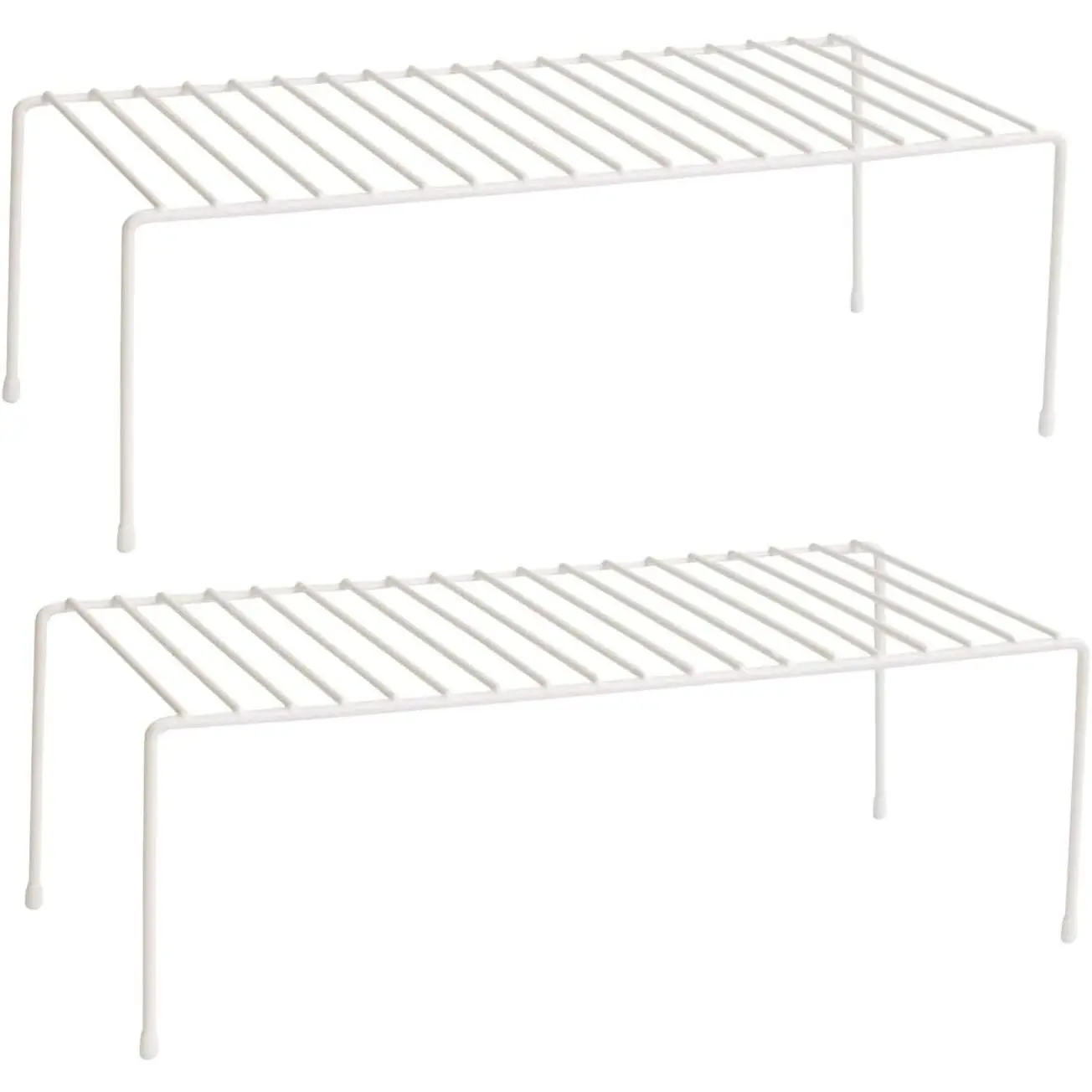Kitchen Cupboard Organiser, Home and Kitchen Storage Shelf Wire Rack Made of Metal for Kitchen Cabinets, Counter-Tops, Pantries, Food and Utensils - White (Pack of 2)