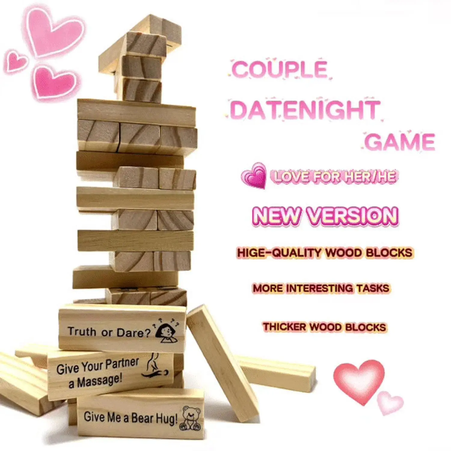 Stacking-tower game,Gift for Friend,Best Game for Party.Date Night&Valentine's Day must-haves.Valentines gift for bf&gf.gift giving among adults