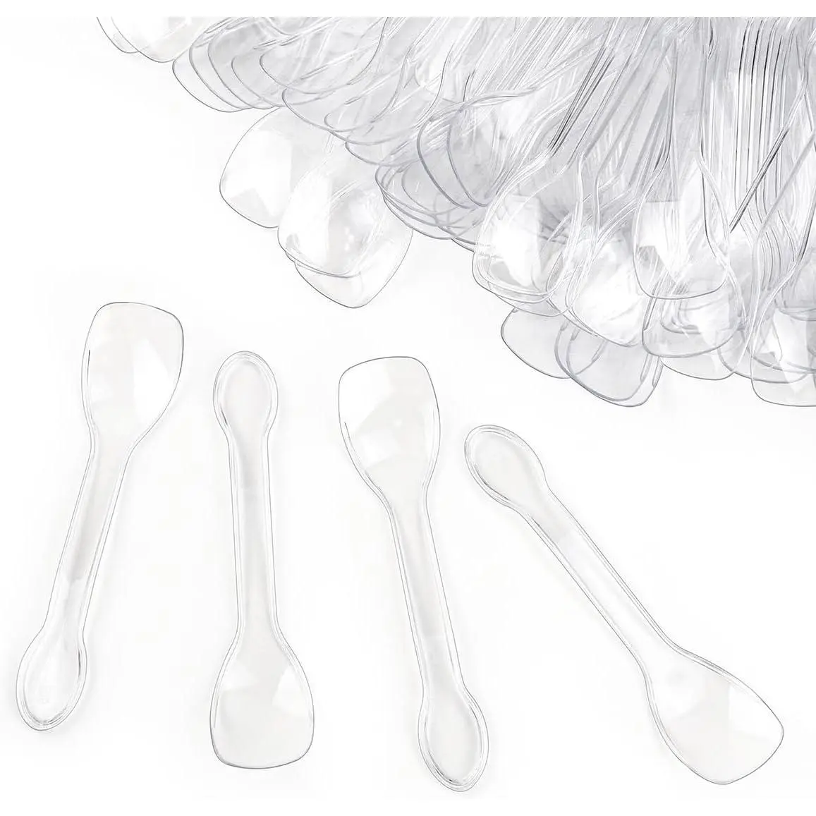 100PCS Tasting Spoons Ice Cream Dessert Taster Spoons Plastic Mini Spoons Disposable Dessert Spoons for Miniature Dessert Cups, Sampling, Small Catering Supplies, Tasting Party (Clear)