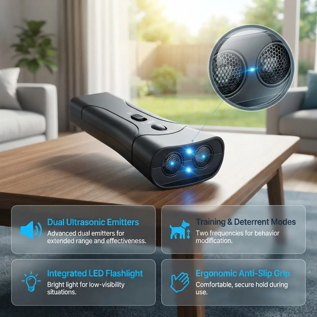 LED Dual-Head Ultrasonic Dog Trainer Portable Anti-Barking Device Outdoor Single-Head Dog Repeller