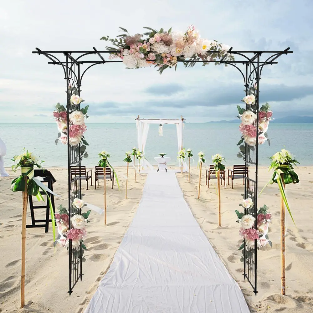 Outvita Garden Arch Trellis, 7.1FT Metal Pergola Arbor for Climbing Plants Vines Roses, Outdoor Wedding Archway with Sturdy Iron Frame, for Wedding Party Ceremony Decoration Easy to Install Summervibes