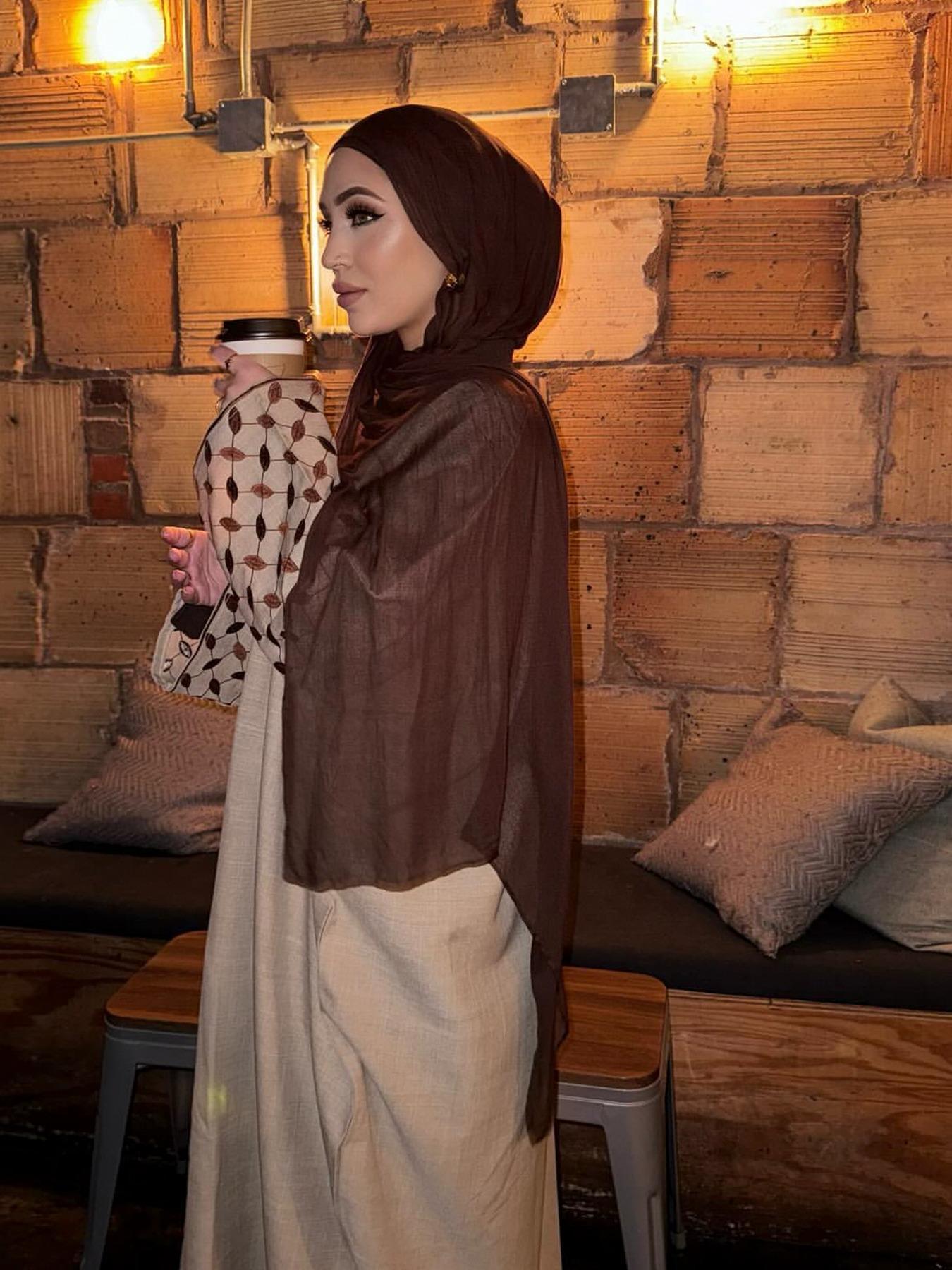 Women's Embroidery Modesty Abaya, Modest Casual Long Sleeve Abaya for Daily Wear, Ladies Islamic Clothing for All Seasons