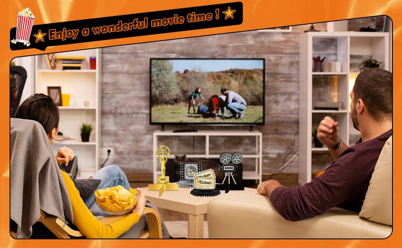 12 Pieces Movie Night Party Decorations Supplies Movie Theater Honeycomb Centerpiece 3D Microphone Ticket Star Video Paper Centerpiece Sign Table Decoration for Theater Birthday Party Favors