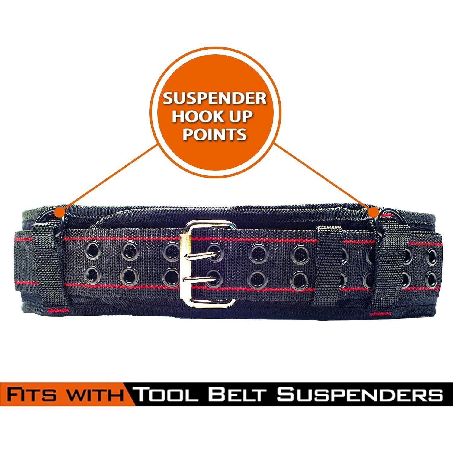 3 inch Padded Tool Belt Work Tool Belt for Heavy Duty Work (Red)