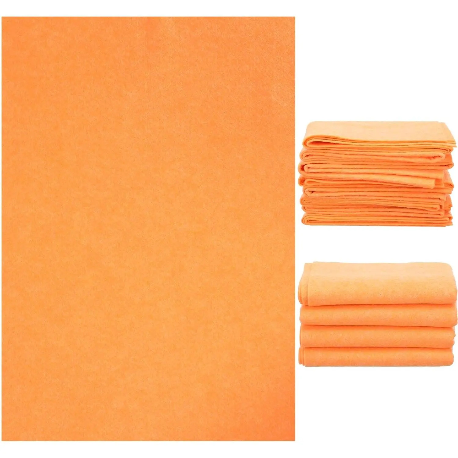 10-Pack Orange Steel-Reinforced Shammy Cleaning Cloths Set - 27x20 in Modern Absorbent Household Wipes, Scratch-Free Multi-Purpose Chamois for Kitchen/Bath, Machine Washable