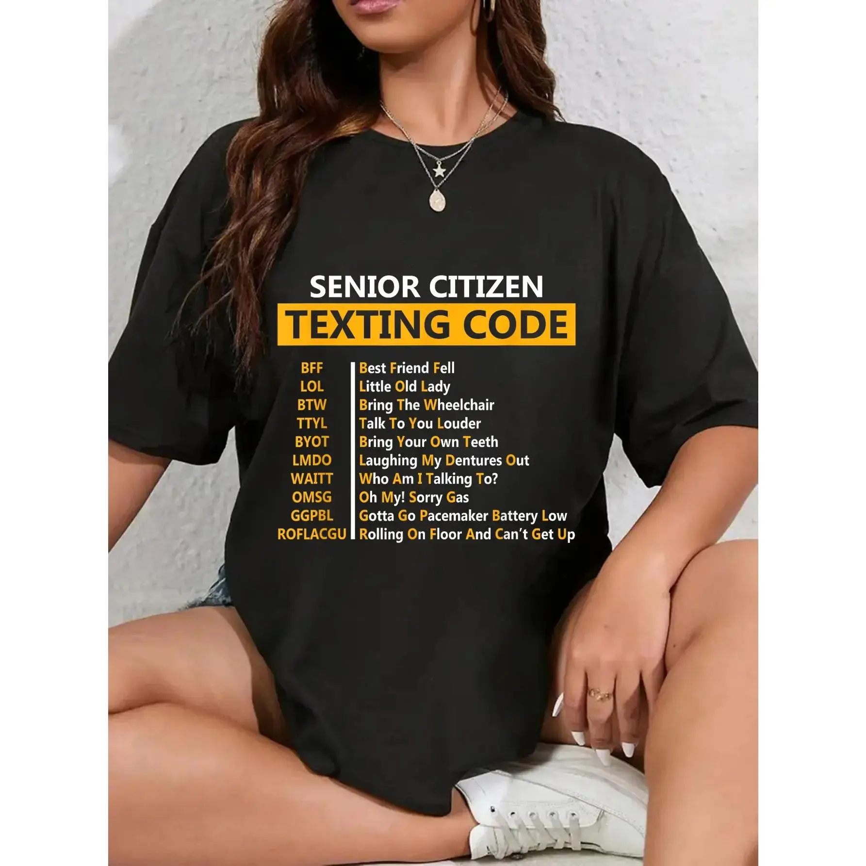 100% Cotton Unisex Funny Senior Citizen's Texting Code Design Gift for Grandpa T-Shirt