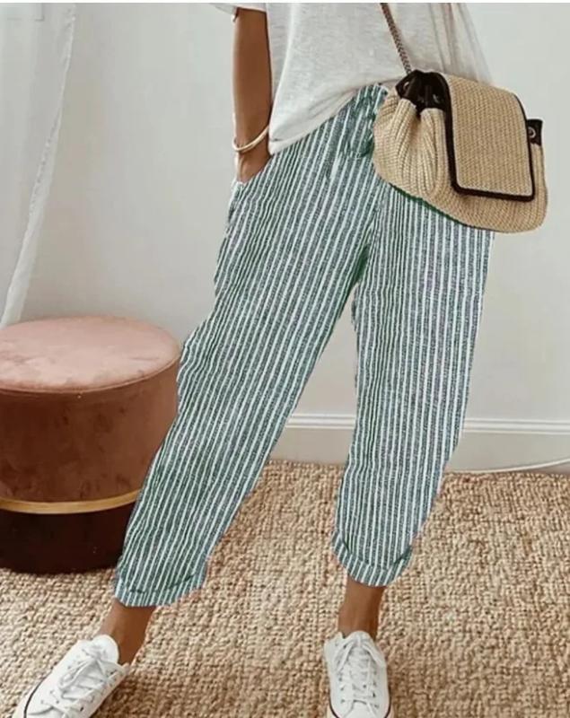 Aria Muse 2026 spring and summer hot fashion Japanese and Korean casual loose striped drawstring elastic waist casual pants