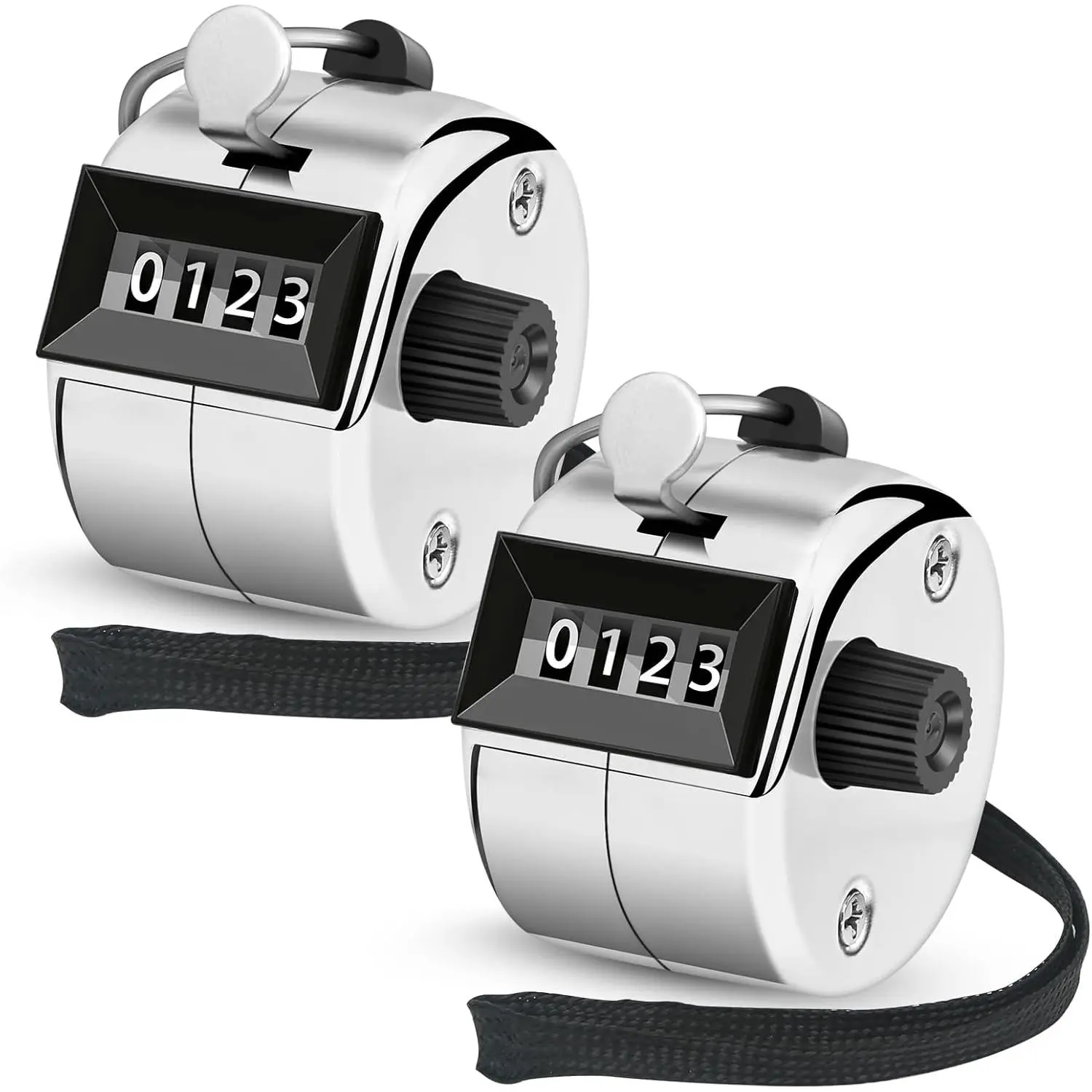 2 Pcs Clicker Counter, Hand Tally Counter with Large Display - Mechanical Pitch Counter Clicker for Baseball, Inventory, People Counting, Events, Gym Reps(Silver)