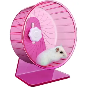Super Silent Adjustable Stand Hamster Exercise Wheels Quiet Rat Wheel, Φ 5.5 inch, Pink