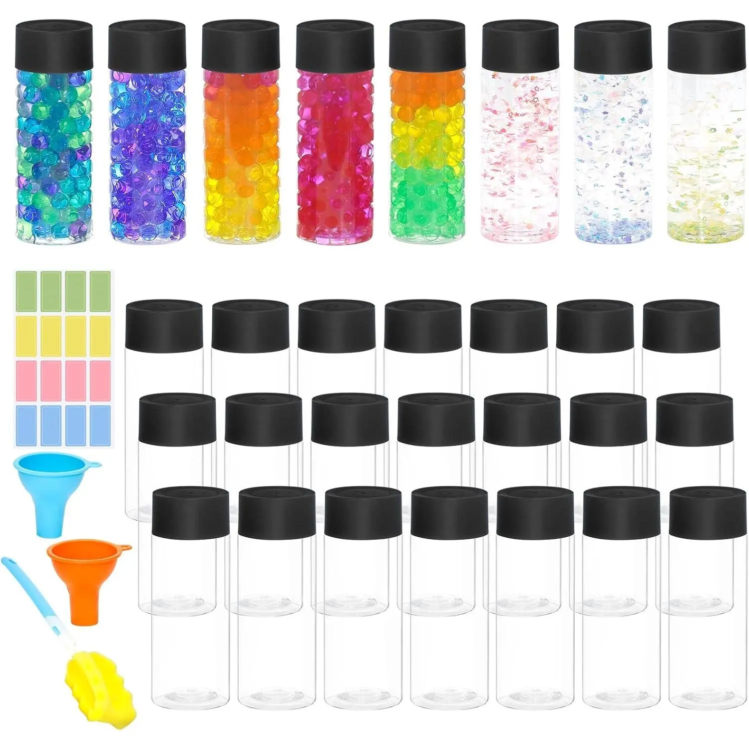 29 Pcs Empty Sensory Bottles With Lids, 10 Oz/ 300 Ml Leakproof, Clear Plastic, Reusable, For Sensory Crafts Handmade Party Supply