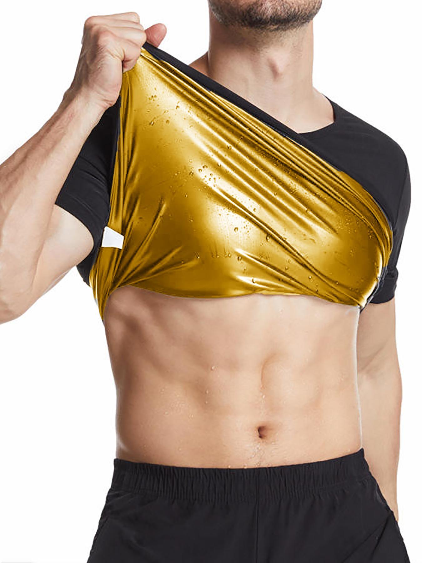 Sauna Sweat Suits Shirt Waist Trainer for Men, Compression Vest for Workout and Gym, Short Sleeve Sweat Enhancer for All Seasons, Sports Sauna Top