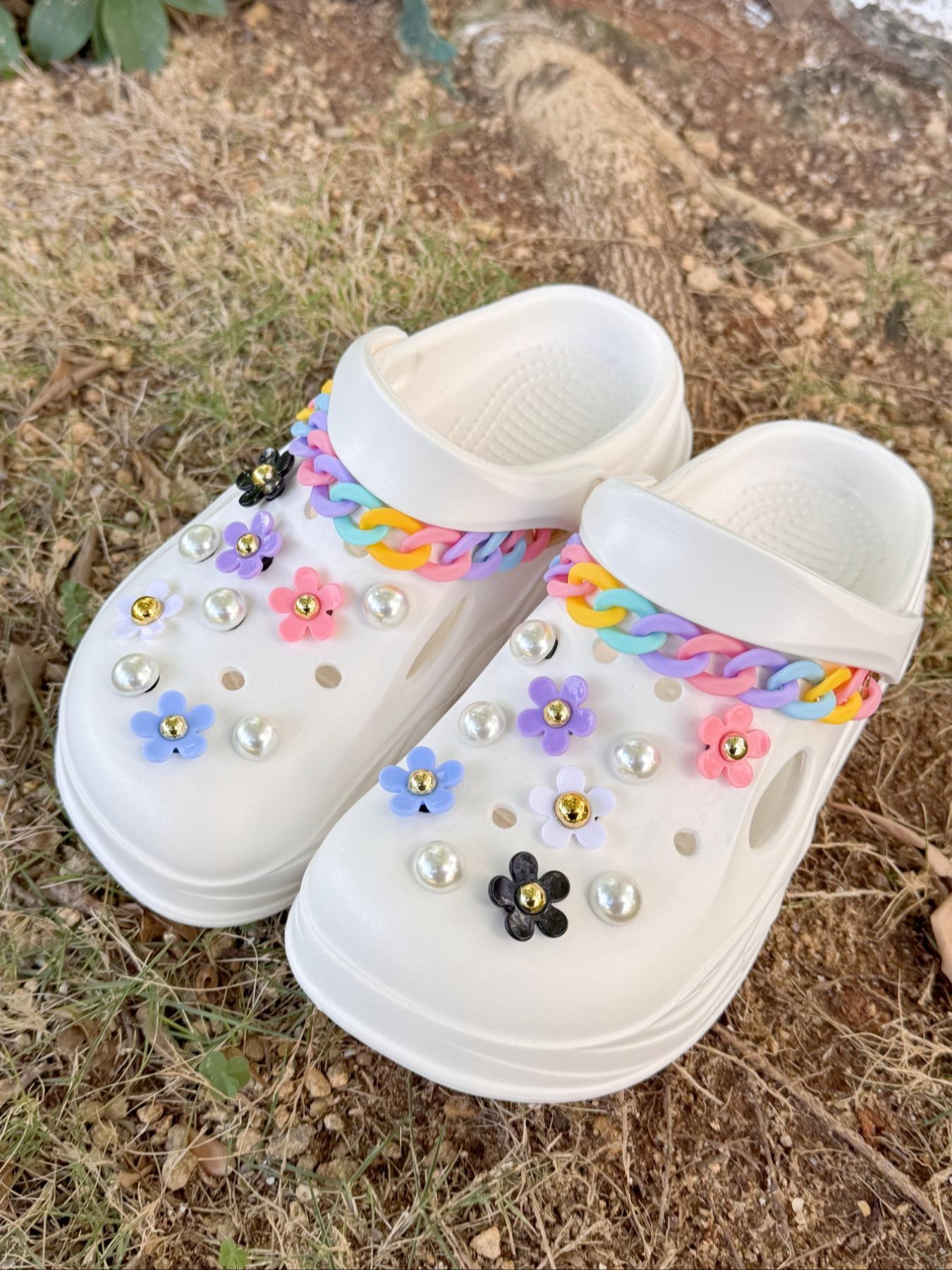 Cute Flower & Faux Pearl Decorated Shoe Charm, Fashionable DIY Shoes Decorations for Clogs, Shoes Accessories for Women & Girls