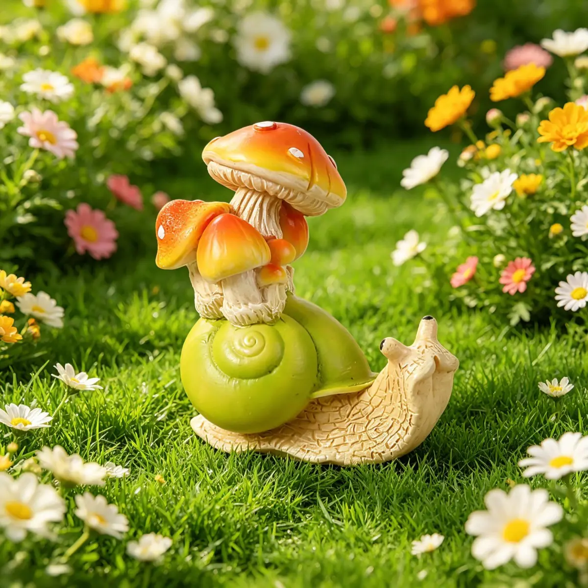 1PC European Pastoral Snail Mushroom House Figurine, Fairytale Healing Miniature Garden Ornament, Creative Decor for Pots Lawn Moss Bottle Landscape, Desktop Ornament, Holiday Gift
