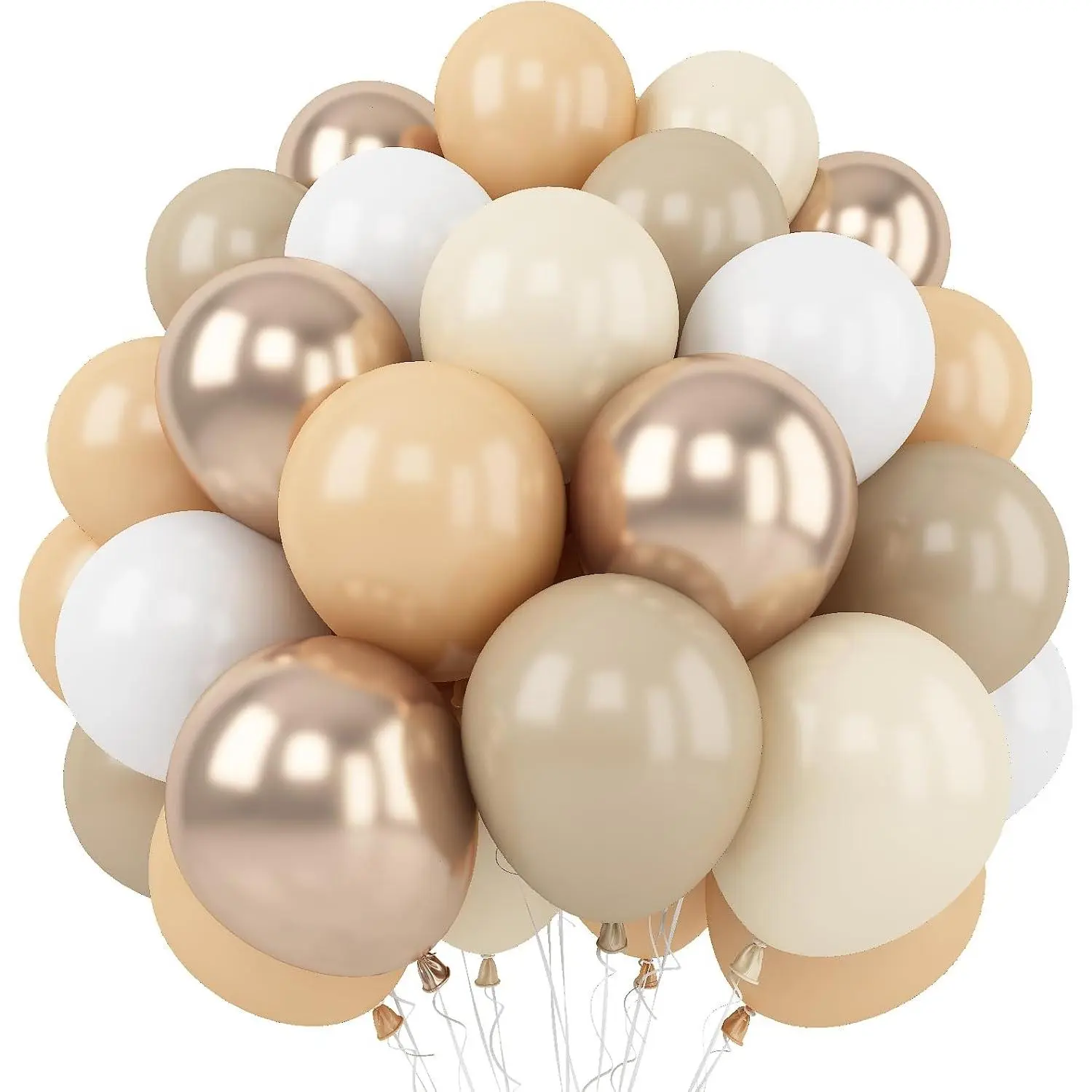 Neutral Balloons, 60 Packs 12 Inch Double Stuffed Beige Cream Sand White Metallic Champagne Gold Balloons for Boho Bridal Shower Baby Shower Birthday Wedding Party Decoration