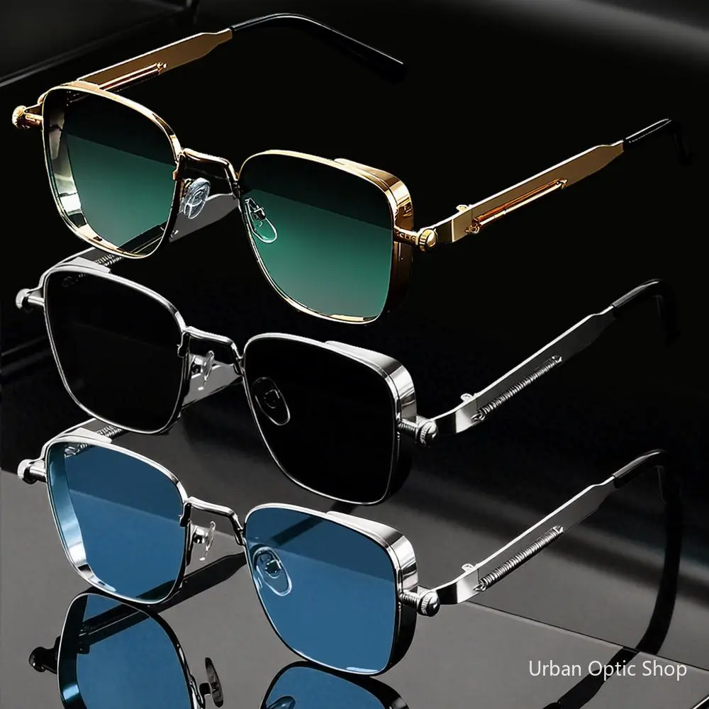 XUH Unisex Steampunk Sunglasses with Vintage Metal Frame, Lightweight Retro Style with UV400 Protection for Parties & Streetwear, Sunglasses For Women, Men's Sunglasses