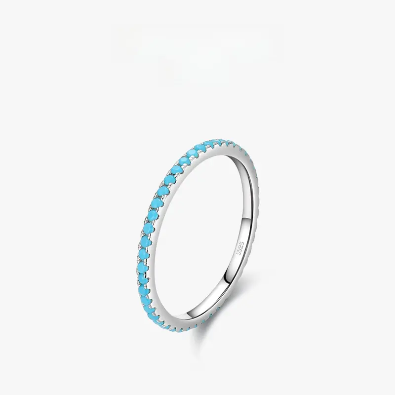 S925 Sterling Silver Turquoise Rings for Women – Minimalist Stackable Index Finger Band, Light Luxury Versatile Slim Jewelry