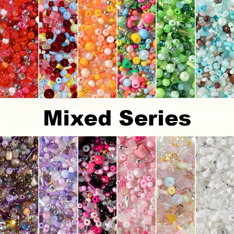 30g 100g Iridescent Mixed Glass Beads Bracelet Earring Craft Kit KN36
