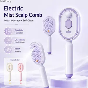 Electric Air-Cushion Massage Comb With Auto-Clean Spray, Anti-Static Hair Smoother For Dry And Frizzy Hair, Relaxes Scalp, Boosts Hair Volume