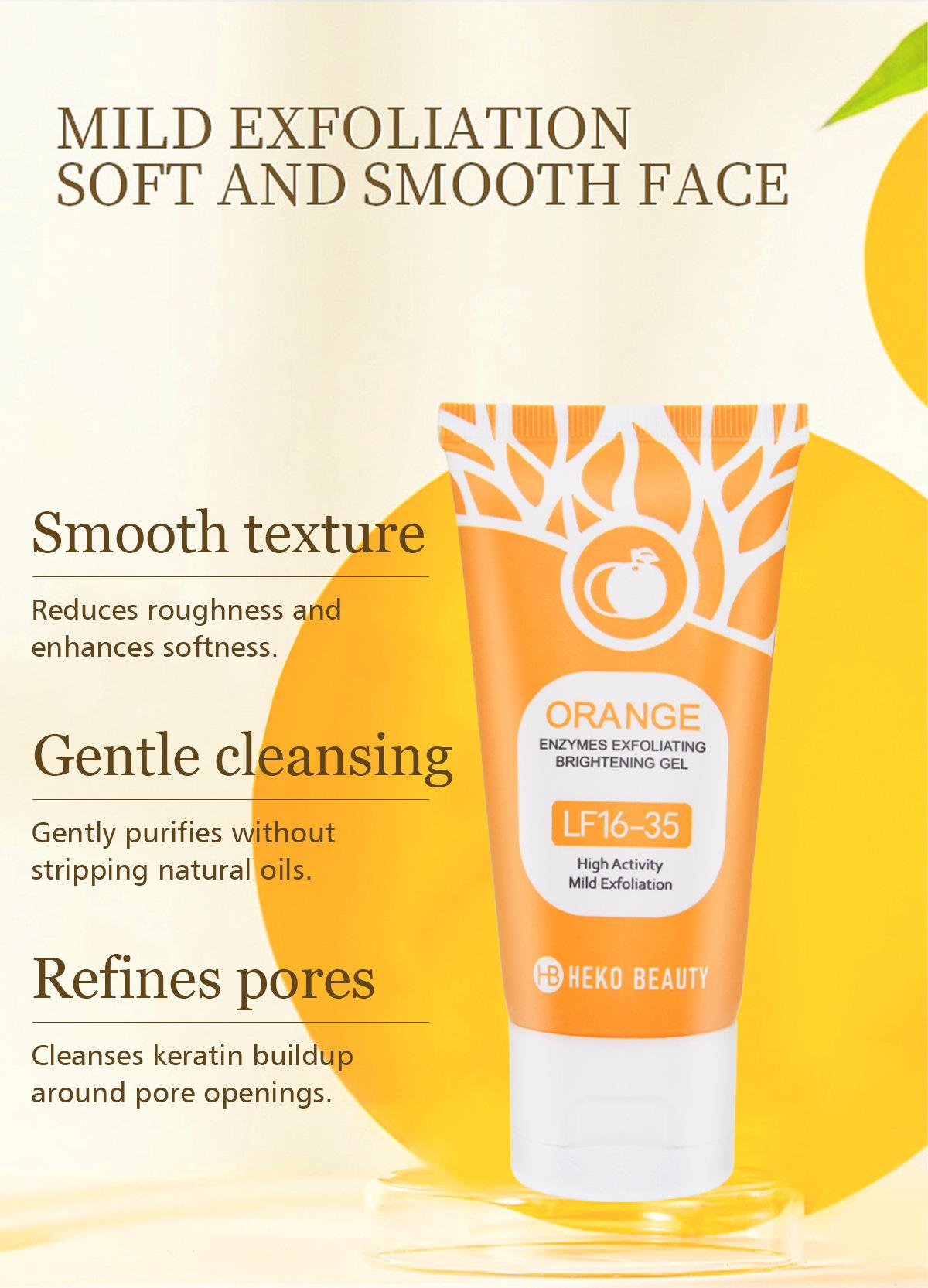 HEKO BEAUTY Exfoliating Gel Orange Brightening Facial Cleanser Deeply cleans pores and removes dead skin
