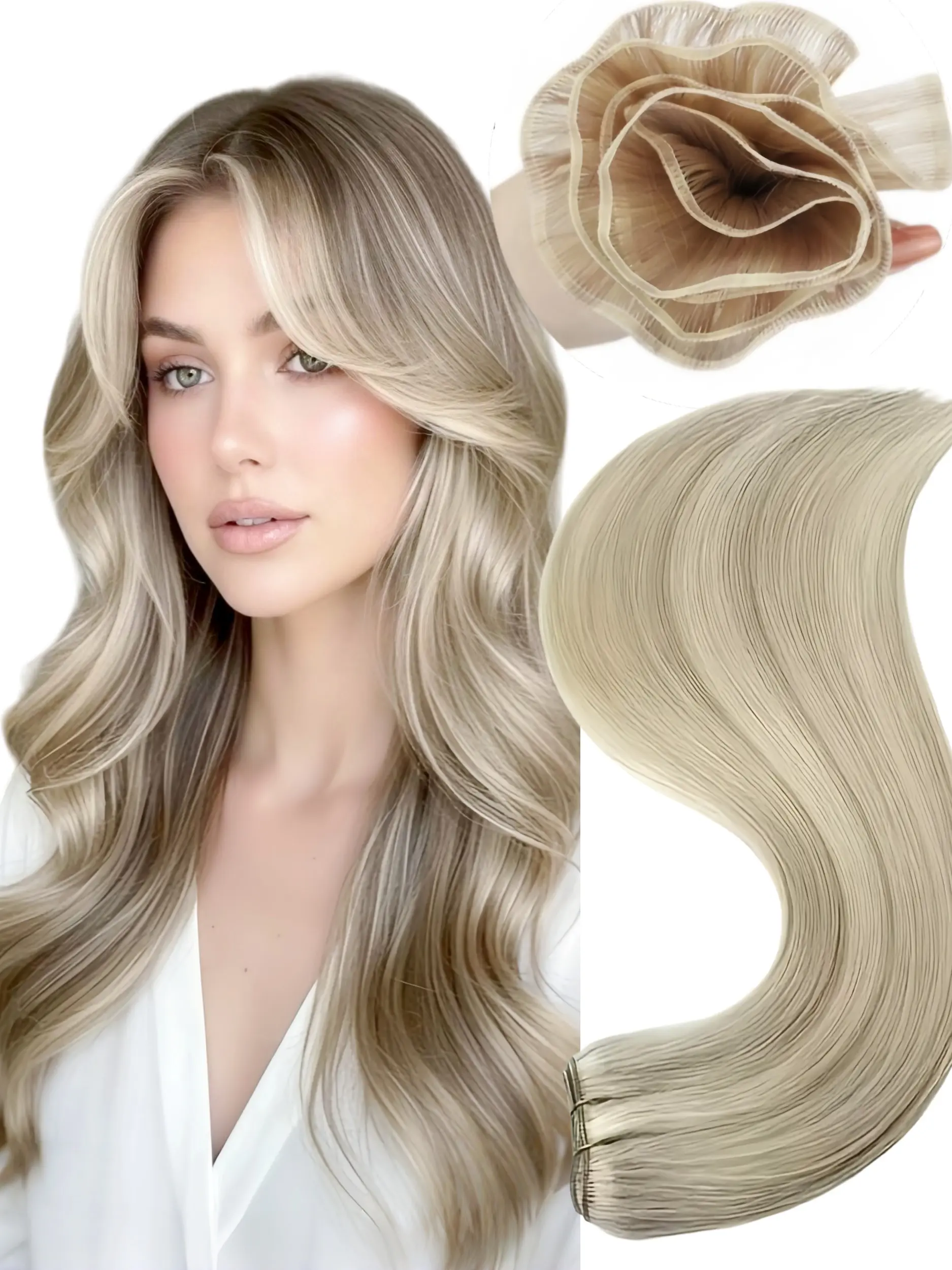 Single Bundle Human Hair Blonde Brown Black Straight Bundles Double Weft Human Hair Extensions, Tangle-Free Thick Ends, Human Hair Quality, 50G/Bundle