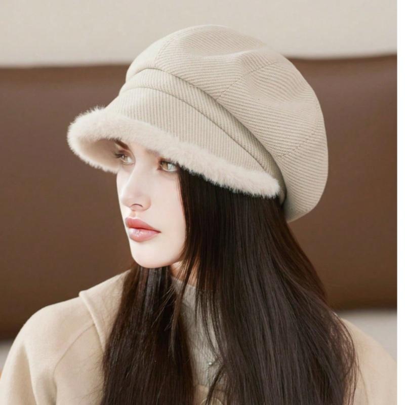 Women'S Elegant Korean Beret Hat - Non-Stretchy Structured Fit, Lightweight Warm Winter Cap for Everyday & Formal Outfits - Chic Cold Weather Accessory for Women, Cute Hats, Seasonal Fashion, Classic Design, Durable Construction, Stylish Headwear, Fashion