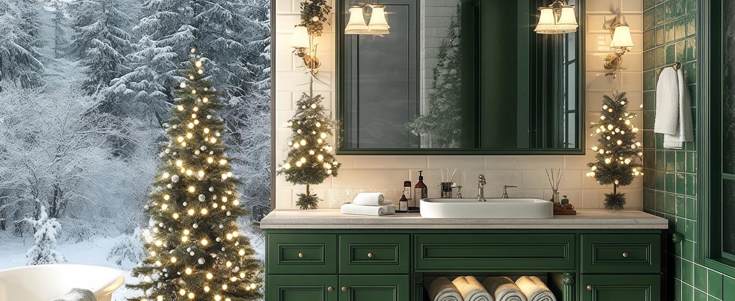 Bathroom Rugs and Mats Sets, 2 Piece Thick Absorbent Chenille Bath Mat Rug Set Non Slip, Soft Shaggy Bath Room Floor Mats for Bathroom, Machine Washable (Hunter Green, 20" x 47" Plus 16" x 24")