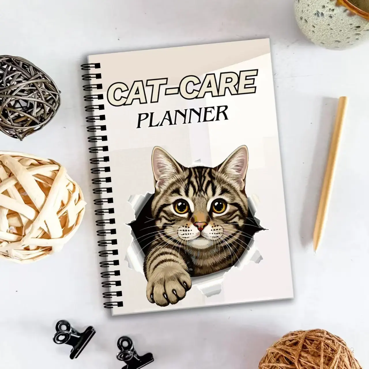 Multi-Functional Cat Care Journal, Track Diet, Health, Grooming, Behavior, Soft Warm Tone, Ideal for Pet Owners