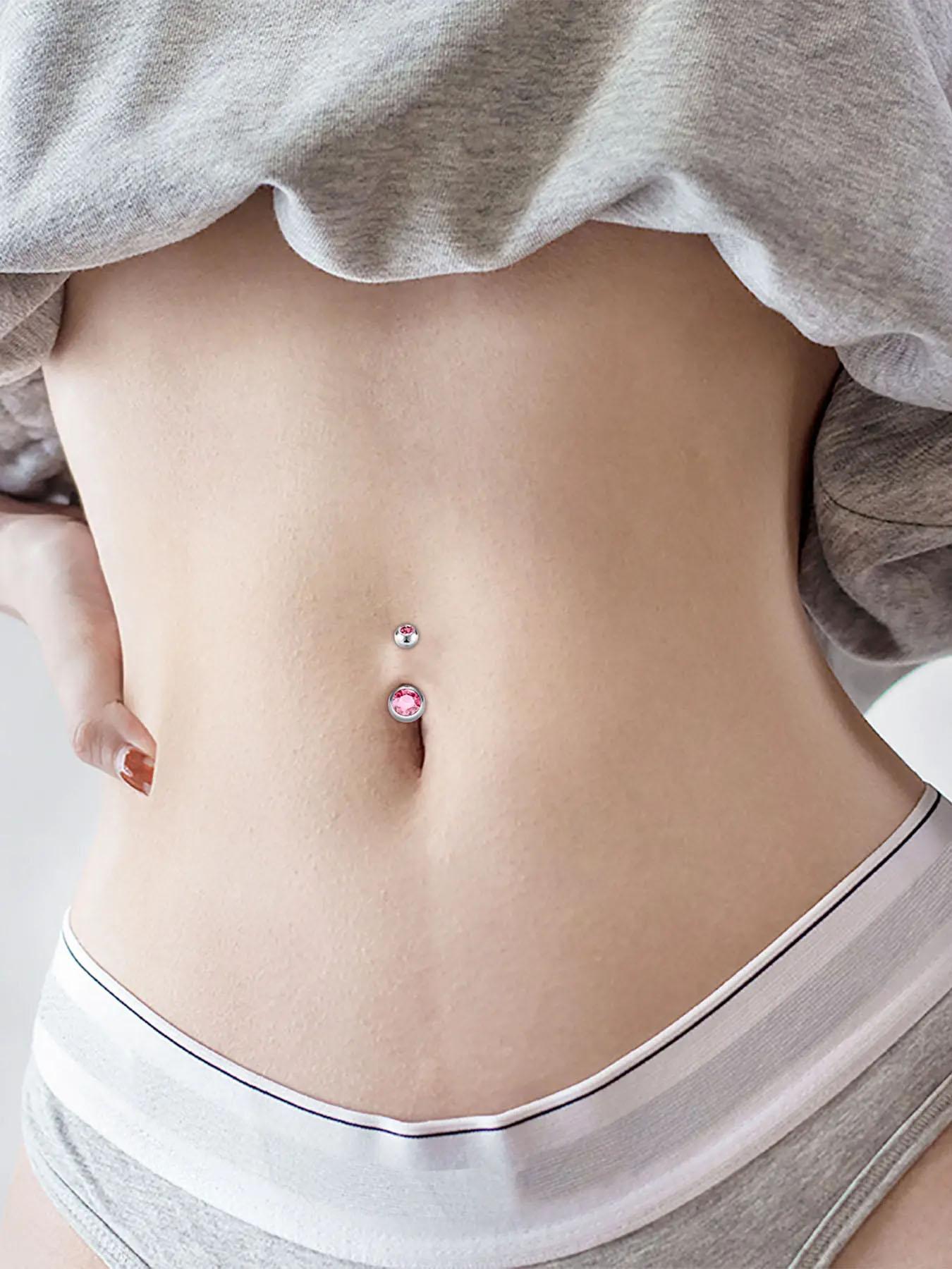 10pcs/set Elegant Rhinestone Heart Decor Belly Button Ring, Trendy Women Belly Piercing Body Jewelry, Classic Fashion Accessories for Daily Wear, Valentine's Day Gift, Body Piercings Set