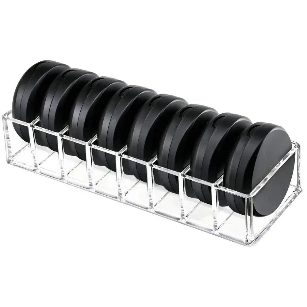[ Limited time Deal ] Clear Acrylic Compact Organizer, Blushes Highlighters Eyeshadow Powder Makeup Organizer Holder for Vanity, 8 Slots Racks