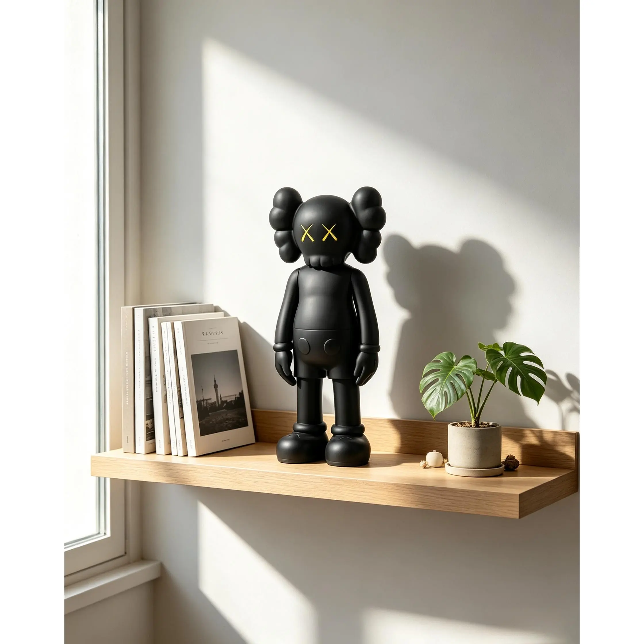8-Inch Classic Standing Streetwear Vinyl Figure Toy - Matte Black Art Statue, Desktop Room Home Decor