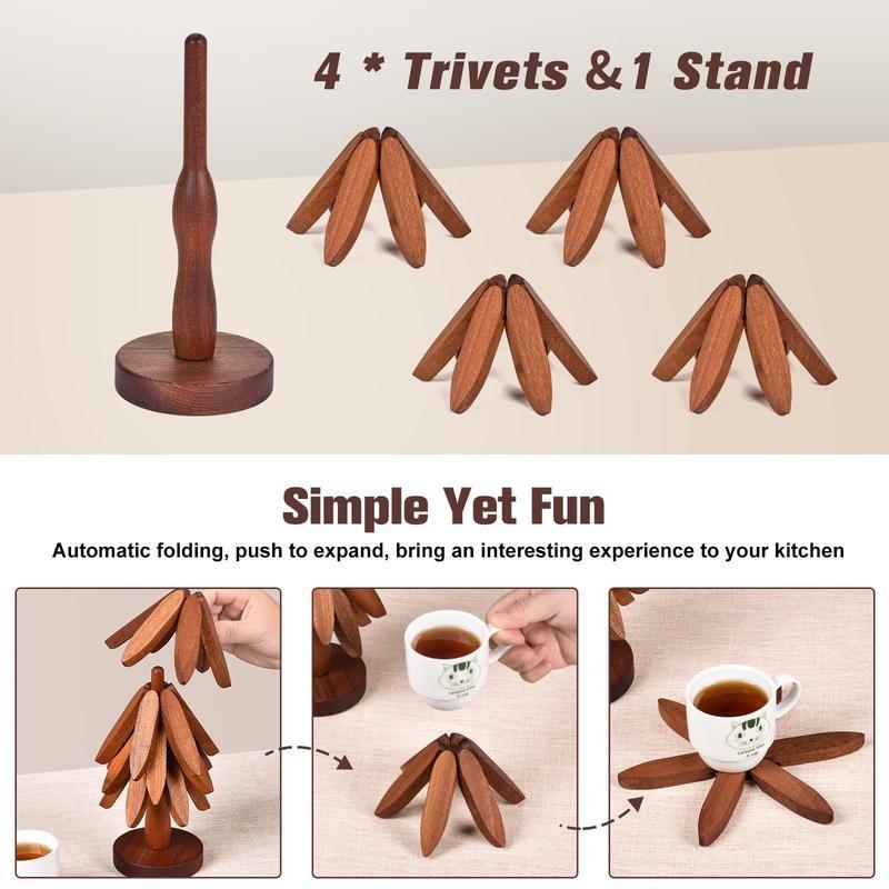 2026New model Natural Tree Trivet Set - 4/5Wooden Trivets & 1 Stand - Heat-Resistant Foldable Design - Durable & High-Quality Solid Wood - Ideal for Hot Dishes, Pots, Bowls, Teapots - Kitchenware & Tableware Coasters Coffee Table Mat 2026New model Natural Tree Trivet Set - 4/5Wooden Trivets & 1 Stand - Heat-Resistant Foldable Design - Durable & High-Quality Solid Wood - Ideal for Hot Dishes, Pots, Bowls, Teapots - Kitchenware & Tableware Coasters Coffee Table Mat