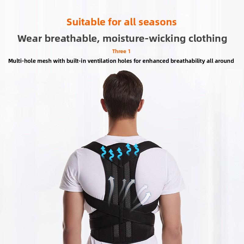 Back correction artifact Male and female posture prevention of scoliosis Open shoulder Open back Adult posture with hunchback straight back. Brace