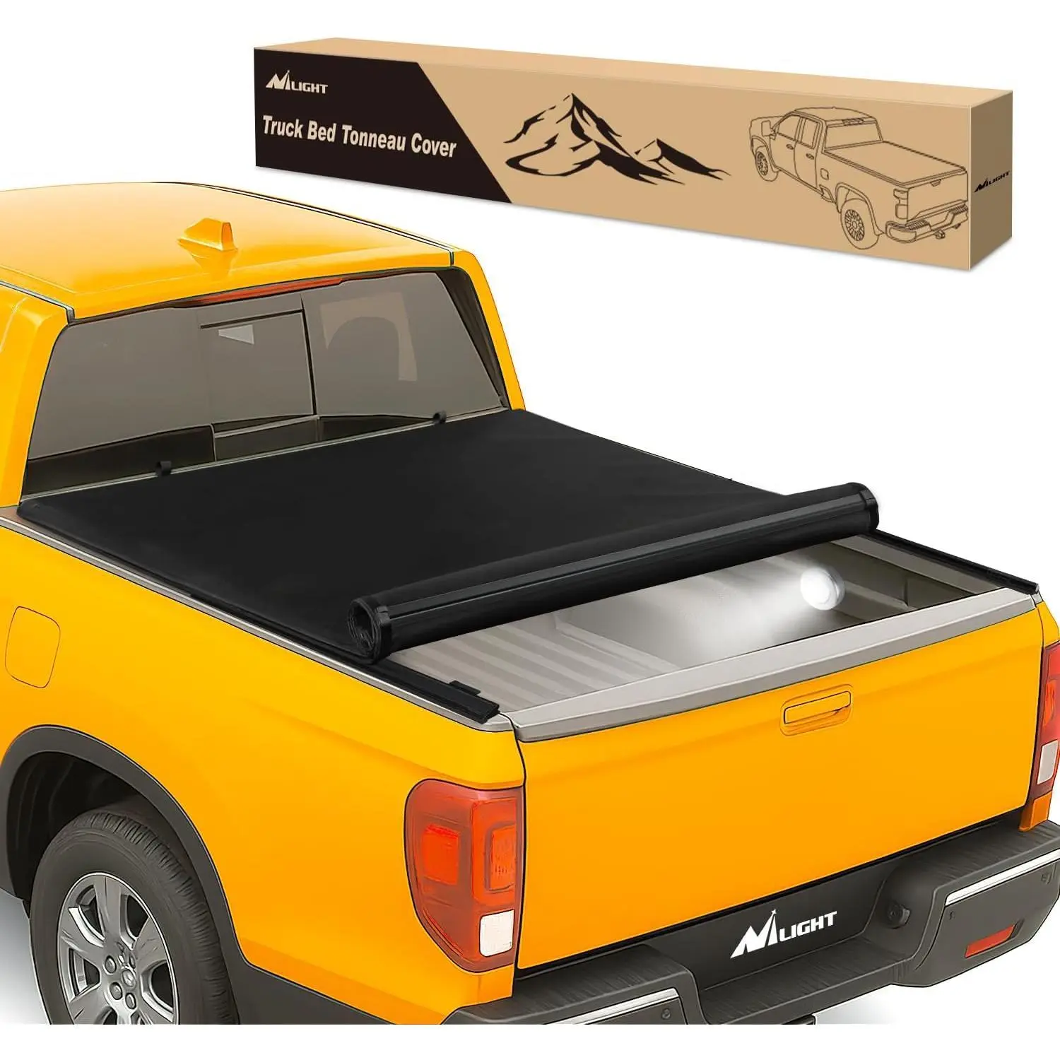 Nilight Soft Roll-Up Waterproof Tonneau Cover for Honda Ridgeline 2017-2025 Fit 5ft Truck Bed - Anti-Fall-Off Design, Scratch Resistant, All Weather, Vibration Damping, Easy Installation, Security, Cargo Protection, Long-Term Reliability, Accessories