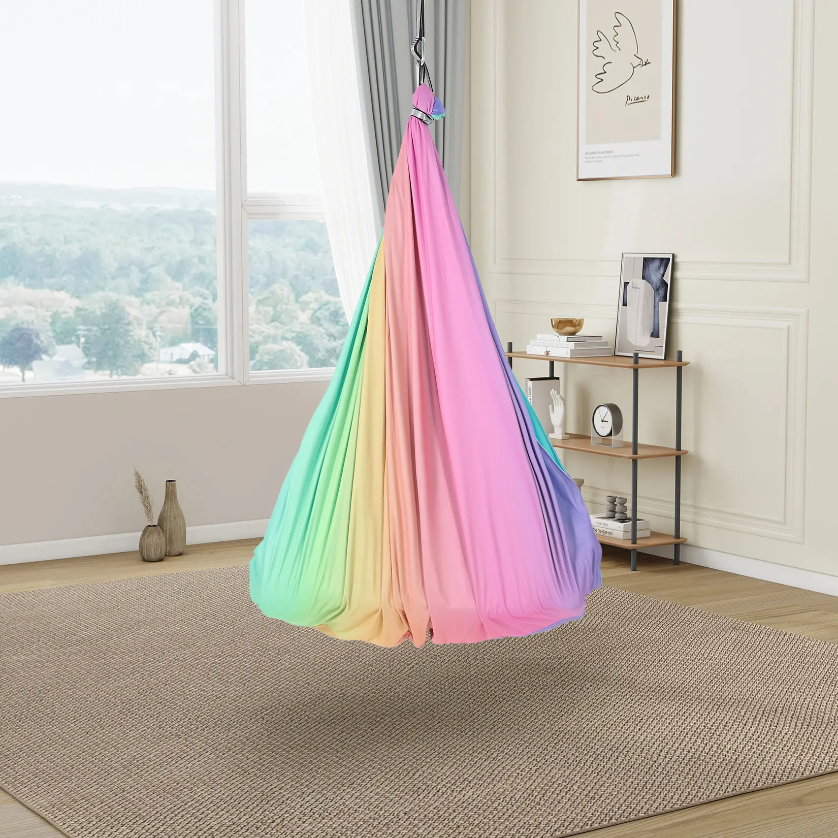 Sensory Swing Chair for Kids & Adults – Double-Layer Indoor/Outdoor Cuddle Hammock, Compression Rocking Chair for Autism, ADHD & Anxiety, 360° Swivel, Supports 300 lbs