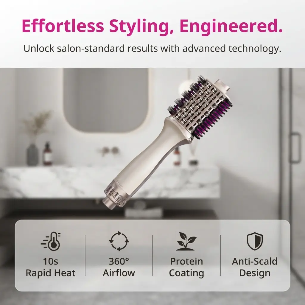 3-in-1 Hot Air Comb Hair Dryer Curler Household Negative Ion Multifunctional Straightening Comb Curling Wand
