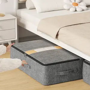 1PC Bed Under Storage Box, Large Capacity, Thick Fabric with Transparent Window, Ideal for Bedding, Blankets, Clothes, Home Use, Portable
