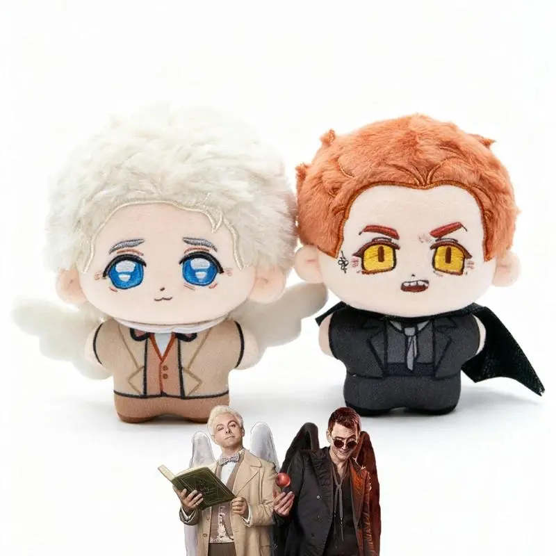 TV Good Omens Aziraphale Crowley Cosplay Keychain Plush Cotton Doll Backpack Pendant Xmas Keyring Gifts Accessories