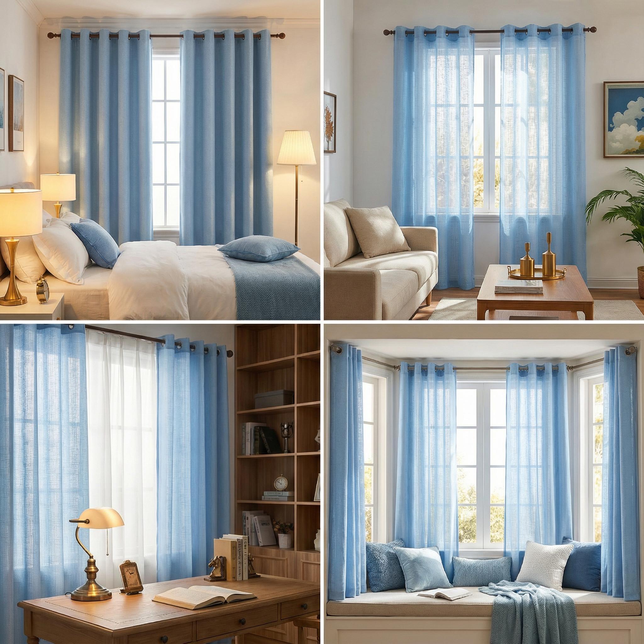 Cozy Curtain 4 Panels 52x84inch 2 panels are made of blackout fabric with a composite process, providing complete blackout effect. They are of high quality. The other 2 panels are mesh wide-mouth curtains in a loop style. L69 + L12