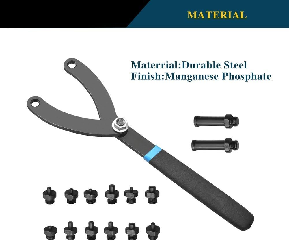 15 count Adjustable Pin Spanner Wrench Set/Variable Cylinder Fan Clutch Pully Holder Wrench with Soft Handle